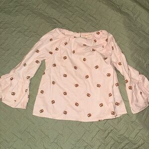Crewcut Girls Pink Long-Sleeve Blouse with Pretzel Print size 5